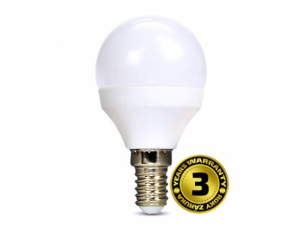 LED žárovka, miniglobe, 6W, E14, 3000K, 510lm, bílé provedení