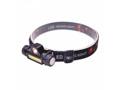 LED čelová nabíjecí svítilna, 3W + COB,150 + 60lm, Li-ion, USB