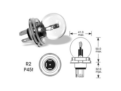 6V 45-40W asymetrická P45t-41, Elta