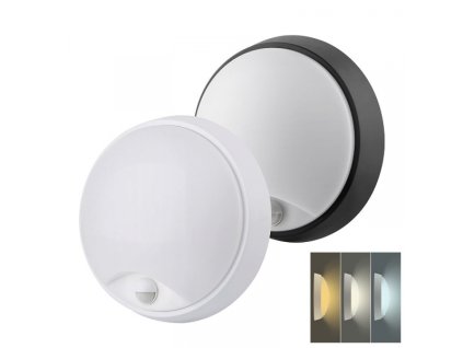 LED venkovní osvětlení se senzorem a nastavitelnou CCT, 18W, 1350lm, 22cm, 2v1 - bílý a černý kryt