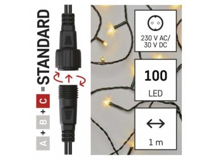 Standard LED spojovací vánoční řetěz – záclona, 1x2 m, venkovní, teplá bílá, časovač