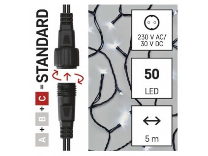 201546 standard led spojovaci vanocni retez 5 m venkovni i vnitrni studena bila casovac