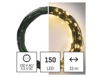 201585 led vanocni nano retez zeleny 15 m venkovni i vnitrni tepla bila casovac