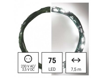201595 led vanocni nano retez zeleny 7 5 m venkovni i vnitrni studena bila casovac