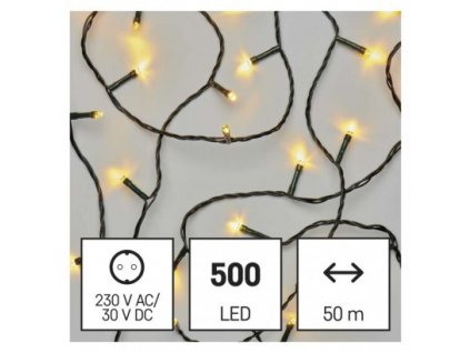 LED vánoční řetěz, 50 m, venkovní i vnitřní, teplá bílá, časovač