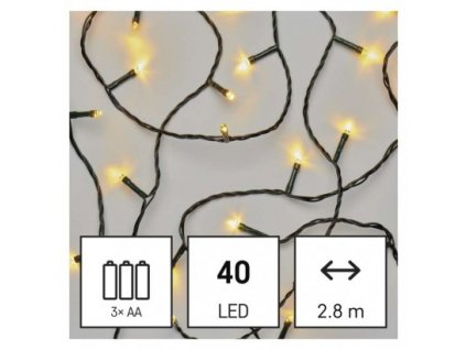 LED vánoční řetěz, 2,8 m, 3x AA, venkovní i vnitřní, teplá bílá, časovač