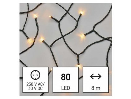 LED vánoční řetěz, 8 m, venkovní i vnitřní, vintage, časovač