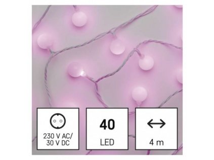 201692 led svetelny cherry retez kulicky 2 5 cm 4 m venkovni i vnitrni ruzova casovac