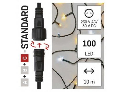 Standard LED spojovací vánoční řetěz blikající, 10 m, venkovní, teplá/studená bílá