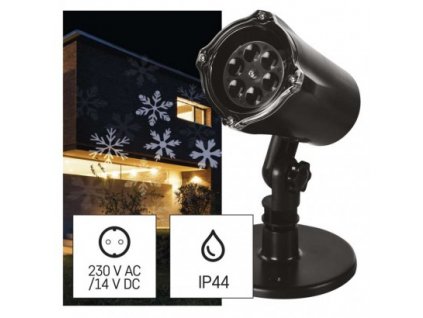 LED vánoční dekorativní projektor – vločky, venkovní i vnitřní, bílá