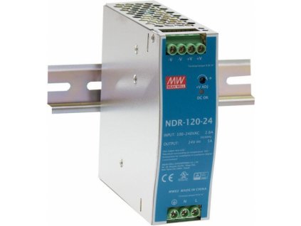 Průmyslový zdroj Mean Well NDR-120-24, 24V=/120W spínaný na DIN lištu
