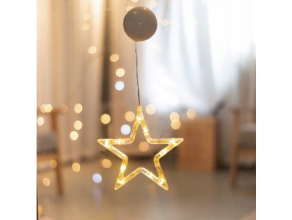 ACA DECOR LED Vánoční hvězda do okna, teplá bílá barva, IP20, 3xAAA, přísavka
