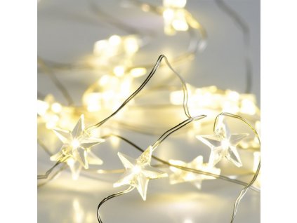 ACA DECOR LED vánoční/dekorační girlanda - hvězdičky, teplá bílá barva, 200 cm, IP20, 2xAA
