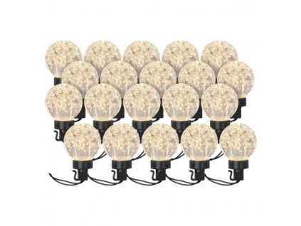 LED světelný řetěz – 20x párty žárovky, 7,6 m, venkovní i vnitřní, teplá bílá