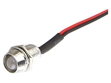 215272 kontrolka 12v led bila do otvoru 8mm kovova