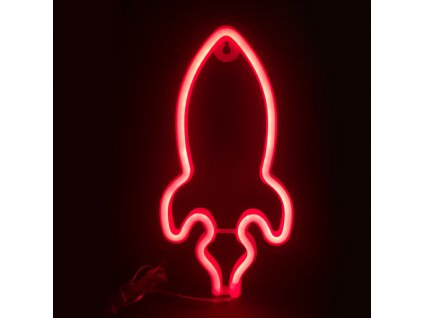 207128 aca decor neonova lampicka raketa cervena barva