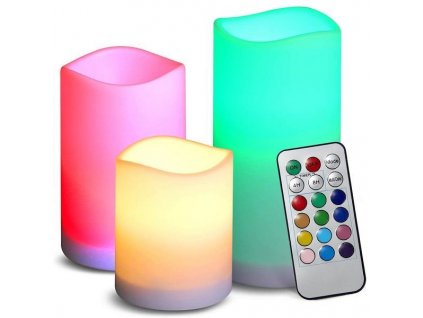 LED RGB svíčky, dálkové ovládání, 3ks