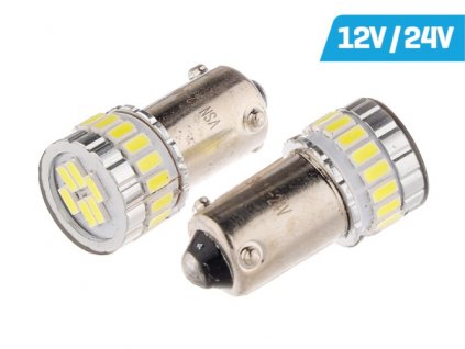 2ks LED 12V/24V H21W BAY9s čirá CANBUS