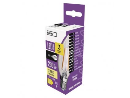 220752 led zarovka filament candle 1 8w e14 tepla bila