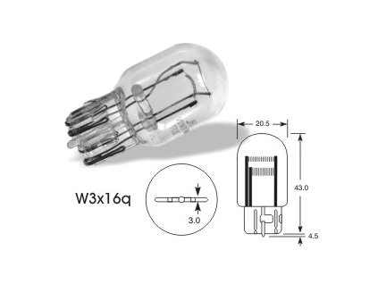 12V 21-5W celosklo T20 W3 x 16q, Elta