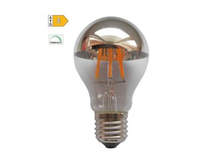 LED Filament zrcadlová žárovka A60 8W/230V/E27/2700K/900Lm/180°/DIM stříbrný vrchlík