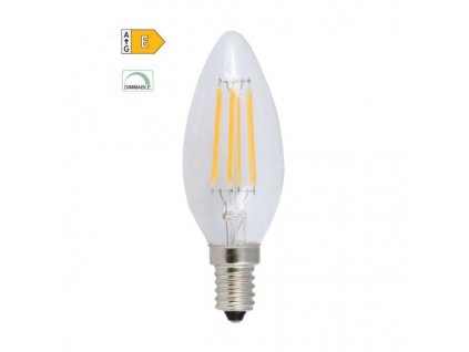 LED Filament Candle žárovka čirá C35 5W/230V/E14/4000K/690Lm/360°/Dim