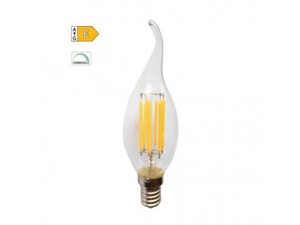 LED Filament žárovka čirá Candle Flame C35 5W/230V/E14/2700K/680Lm/360°/Dim
