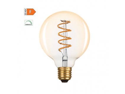 222193 led spiral filament zarovka globe g95 amber 4w 230v e27 1800k 270lm 360 dim