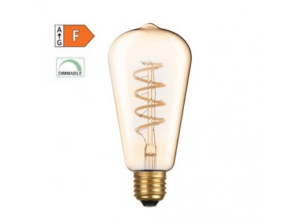 LED Spiral Filament žárovka Amber ST64 4W/230V/E27/1800K/270Lm/360°/Dim