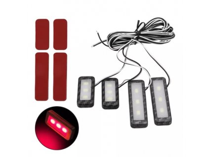 222286 led osvetleni vnitrni ambientni cervene 12v 4x svetlo