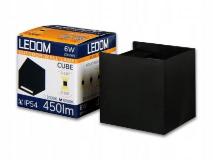 LED venkovní nástěnné svítidlo 2x3W 3000K IP54 černé CUBE