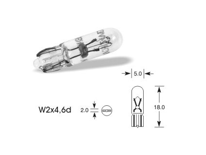 6V 1,2W celosklo W2 x 4,6d, Elta