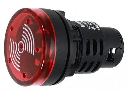 Kontrolka 24V LED 37mm, AD16-30SM, červená s bzučákem