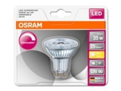 223850 led zarovka 230 v gu10 4 5 w 35 w tepla bila stmivatelna osram superstar