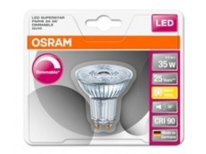 LED žárovka 230 V, GU10, 4.5 W = 35 W, teplá bílá stmívatelná OSRAM SUPERSTAR