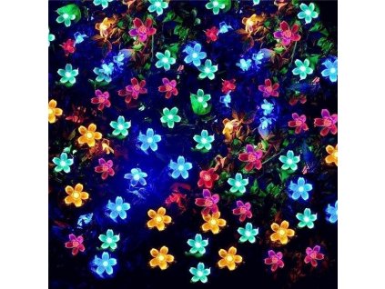 Dekorativní solární osvětlení květy, 7m, 50LED, barevné