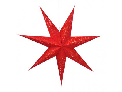 LED vánoční hvězda červená, závěsná, 60cm, 20x LED, 2x AA