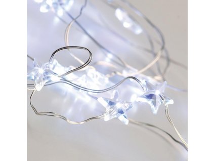 LED dekorační girlanda - bílé hvězdičky, studená bílá barva, 200 cm, IP20, 2x baterie AA