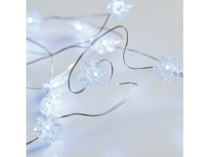 ACA DECOR LED vánoční/dekorační girlanda - vločky, studená bílá barva, 200 cm, IP20, 2xAA
