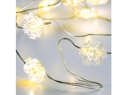 ACA DECOR LED vánoční/dekorační girlanda - vločky, teplá bílá barva, 200 cm, IP20, 2xAA