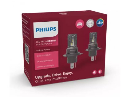 227838 led h4 h19 12v 20w p43t 38 pu43t 3 philips ultinon access 2500 2ks