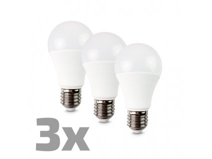 LED žárovka 3-pack, klasický tvar, 10W, E27, 3000K, 270°, 900lm, 3ks v balení