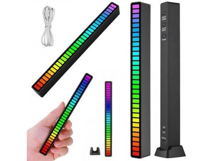 LED ambientní RGB osvětlení USB s dobíjecí baterií, černé