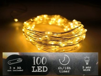 203070 vanocni nano retez na dratku 100led 5m na baterie s casovacem