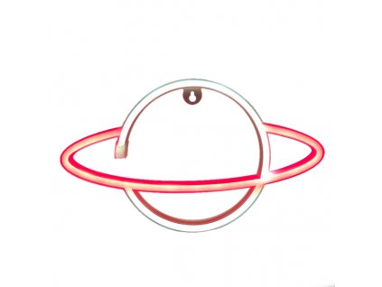 Neonová lampička - Saturn, 3x AA baterie/USB kabel, IP20, červená+bílá barva