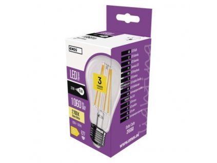 LED žárovka Filament A60 / E27 / 7,8W (75W) / 1060 lm / teplá bílá