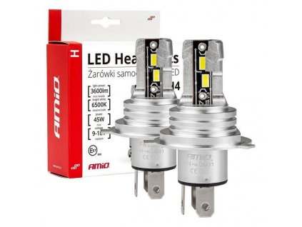 Žárovka LED H4 MINI bílá, 9-18V/45W, 2ks AMIO