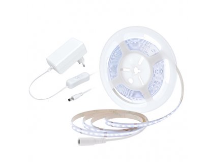 Solight LED COB pásek, sada s adaptérem, vypínač, 5m, 8W/m, 800lm/m, studená bílá