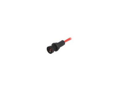 Kontrolka: LED vydutá červená 230VAC Ø10mm IP20 vodiče 300mm