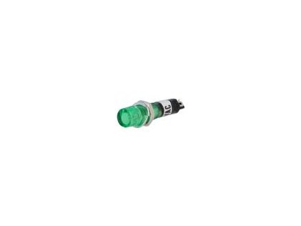 Kontrolka: s doutnavkou vydutá zelená 230VAC Otv: Ø7,5mm plast